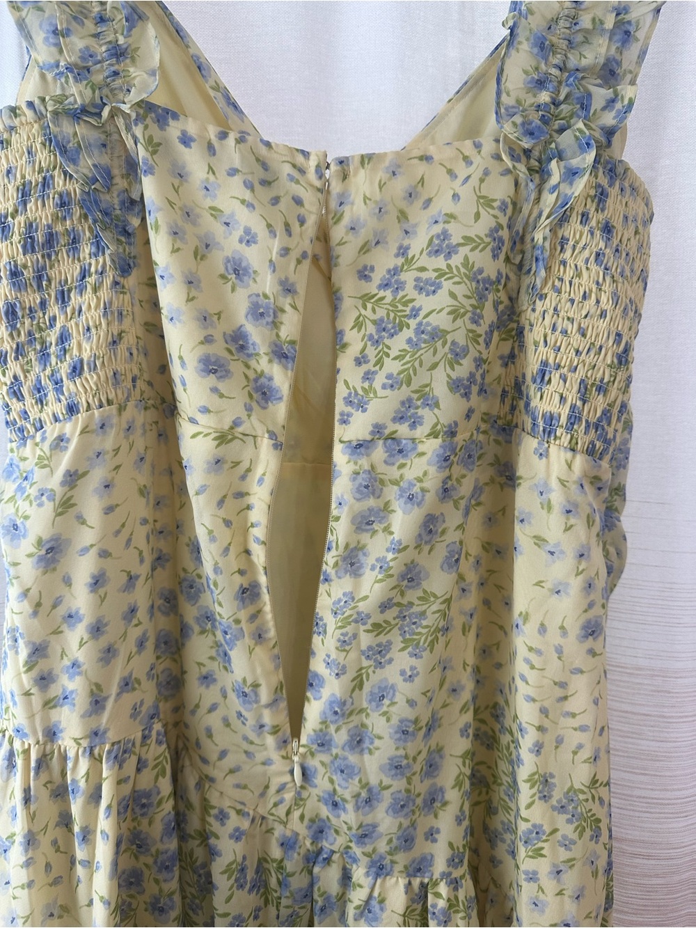Abercrombie & Fitch Garden Party Yellow Floral Ruffle High-Low Dress Size L - Picture 8 of 11